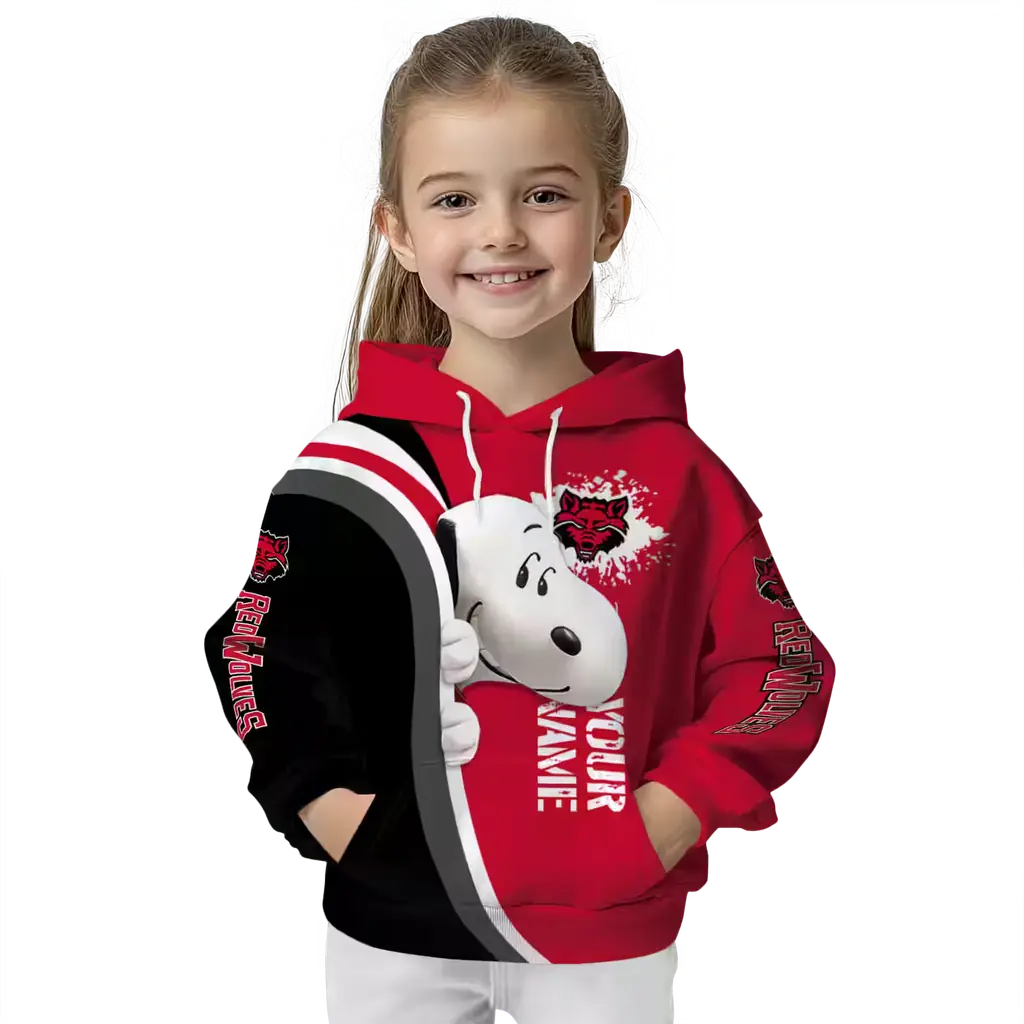 personalized arkansas state red wolves peeking snoopy scarlet hoodie top rated personalized arkansas state red wolves peeking snoopy scarlet hoodie top rated