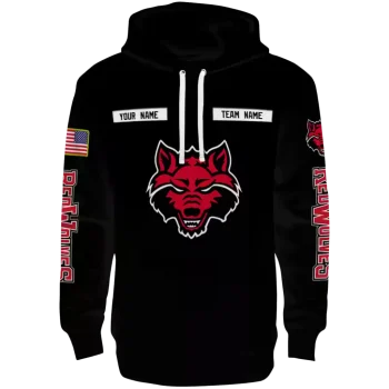 personalized arkansas state red wolves punisher skull black hoodie best selling