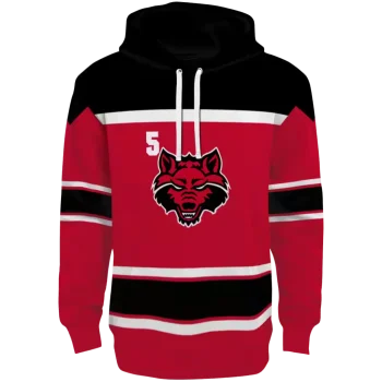 personalized arkansas state red wolves striped pattern scarlet hoodie best selling