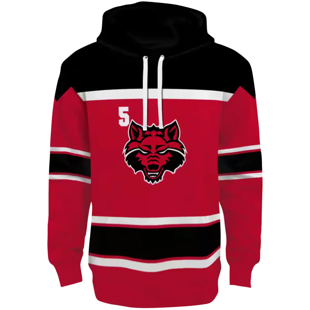 personalized arkansas state red wolves striped pattern scarlet hoodie best selling personalized arkansas state red wolves striped pattern scarlet hoodie best selling