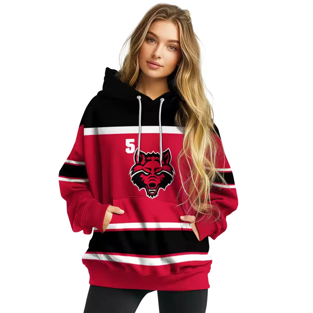 personalized arkansas state red wolves striped pattern scarlet hoodie high quality personalized arkansas state red wolves striped pattern scarlet hoodie high quality
