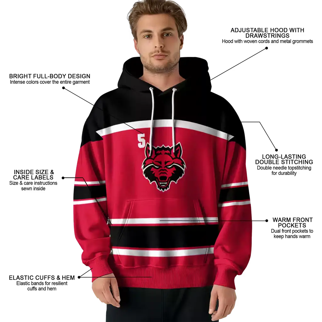 personalized arkansas state red wolves striped pattern scarlet hoodie latest model personalized arkansas state red wolves striped pattern scarlet hoodie latest model