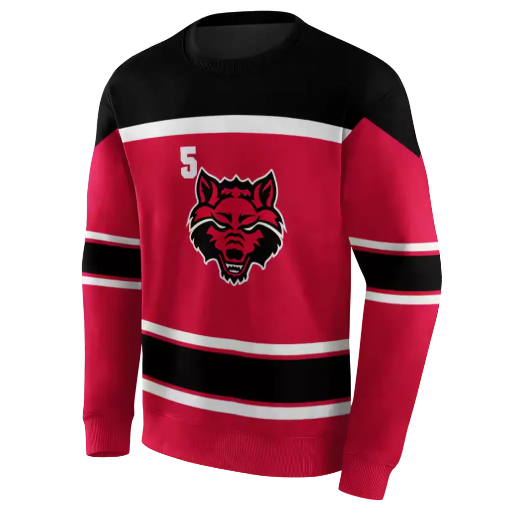 personalized arkansas state red wolves striped pattern scarlet hoodie new arrival personalized arkansas state red wolves striped pattern scarlet hoodie new arrival