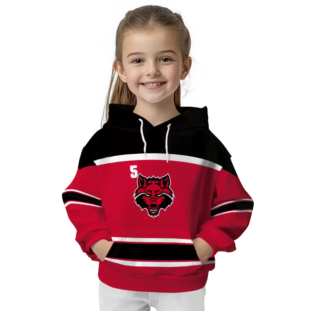 personalized arkansas state red wolves striped pattern scarlet hoodie top rated personalized arkansas state red wolves striped pattern scarlet hoodie top rated