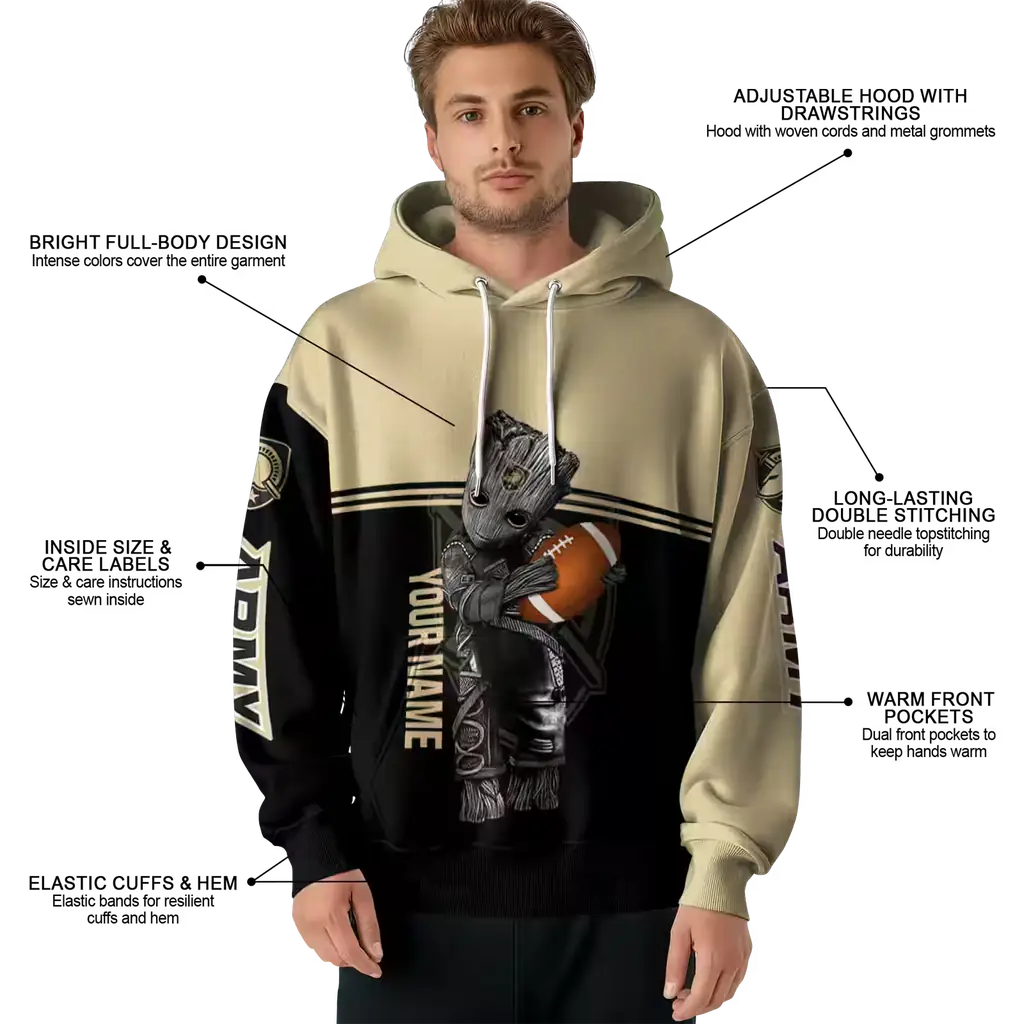 personalized army black knights baby groot gold black hoodie latest model personalized army black knights baby groot gold black hoodie latest model