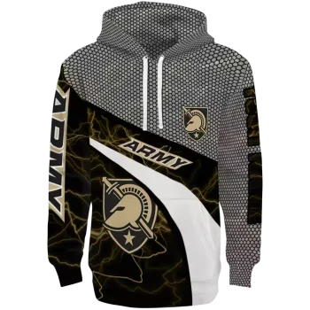 personalized army black knights hexagonal mesh gold black gray hoodie best selling