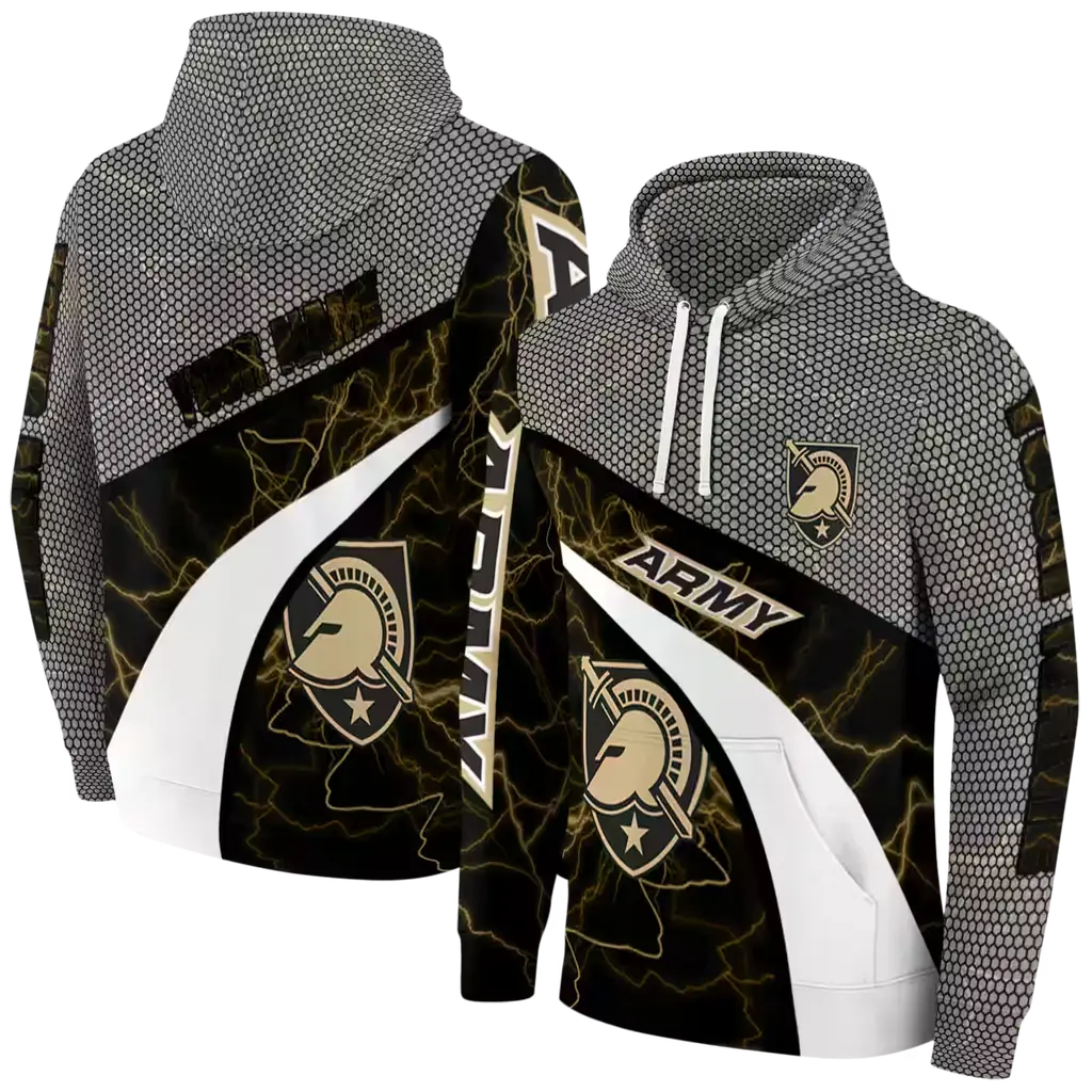 personalized army black knights hexagonal mesh gold black gray hoodie fashion forward personalized army black knights hexagonal mesh gold black gray hoodie fashion forward