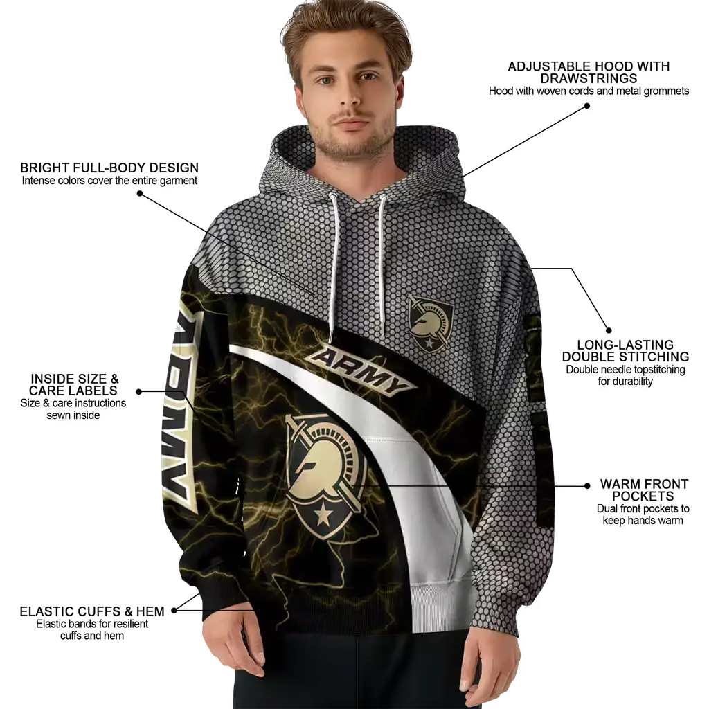 personalized army black knights hexagonal mesh gold black gray hoodie latest model personalized army black knights hexagonal mesh gold black gray hoodie latest model