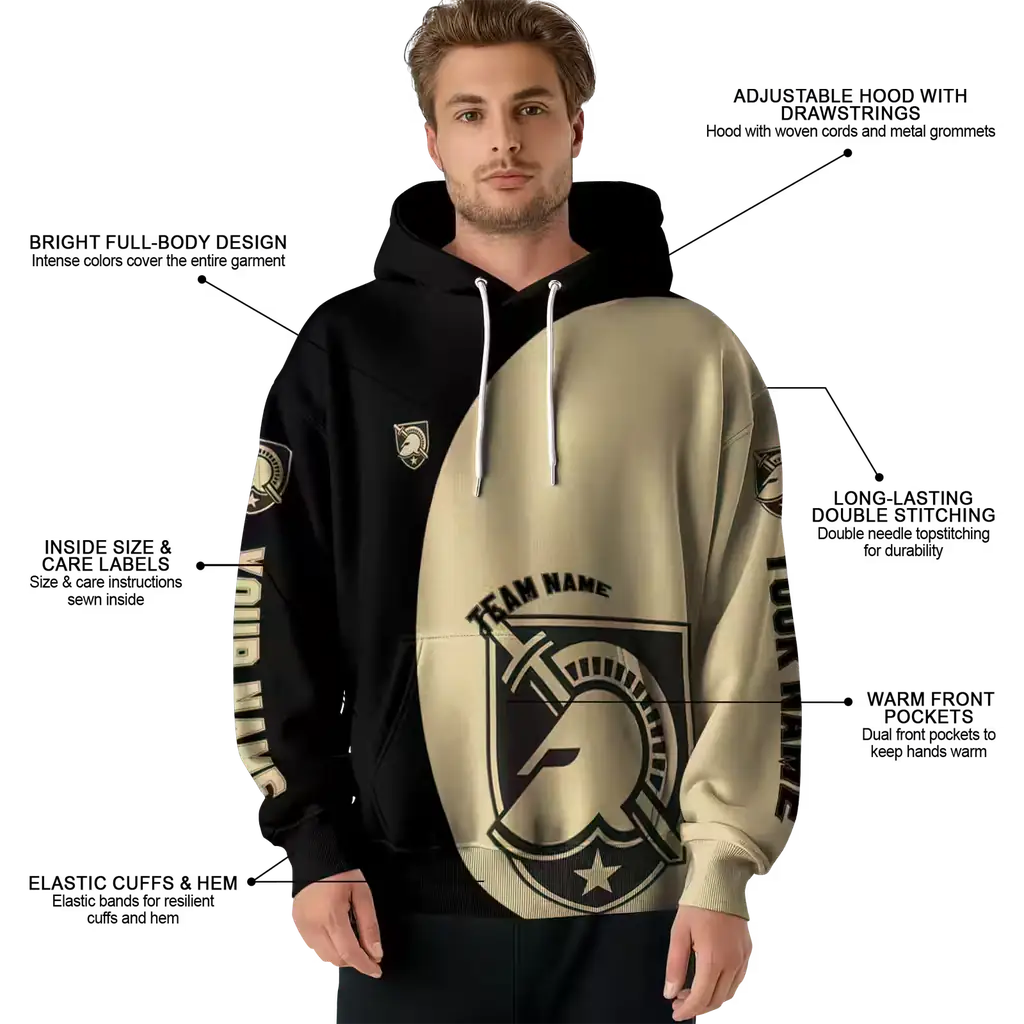 personalized army black knights minimalist design gold black hoodie latest model personalized army black knights minimalist design gold black hoodie latest model