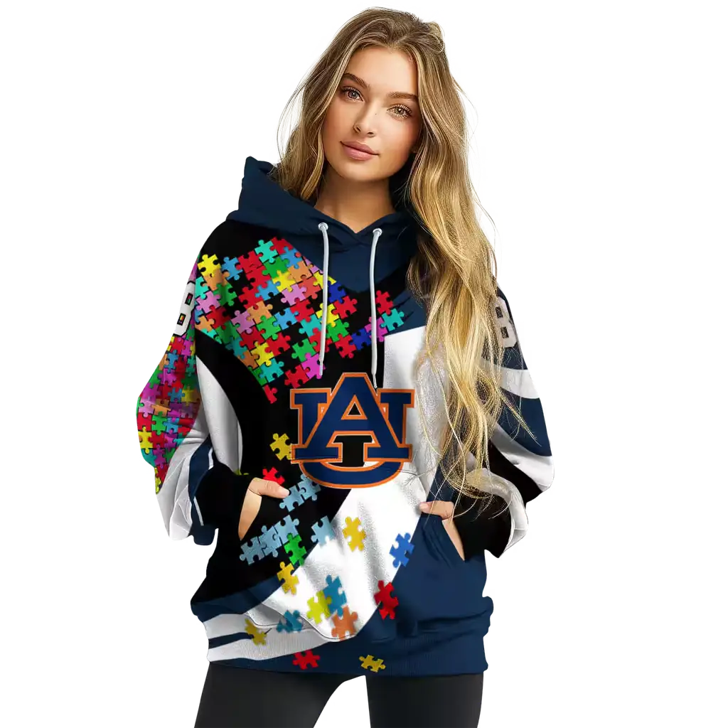 personalized auburn tigers puzzle pieces navy blue hoodie high quality personalized auburn tigers puzzle pieces navy blue hoodie high quality