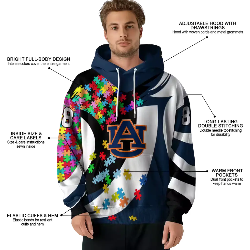 personalized auburn tigers puzzle pieces navy blue hoodie latest model personalized auburn tigers puzzle pieces navy blue hoodie latest model
