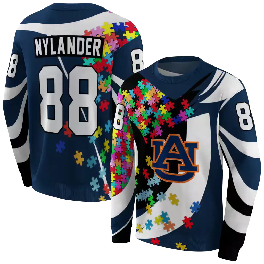 personalized auburn tigers puzzle pieces navy blue hoodie premium grade personalized auburn tigers puzzle pieces navy blue hoodie premium grade