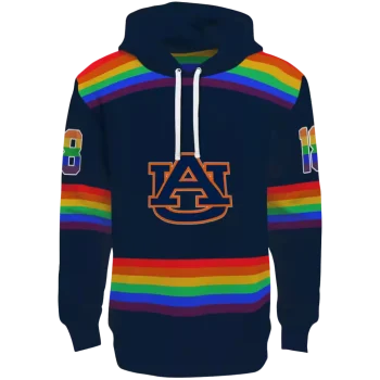 personalized auburn tigers rainbow stripes navy blue hoodie best selling