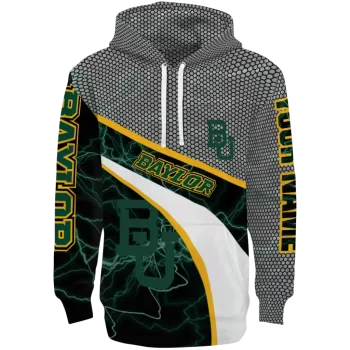 personalized baylor bears hexagonal mesh green black gray hoodie best selling