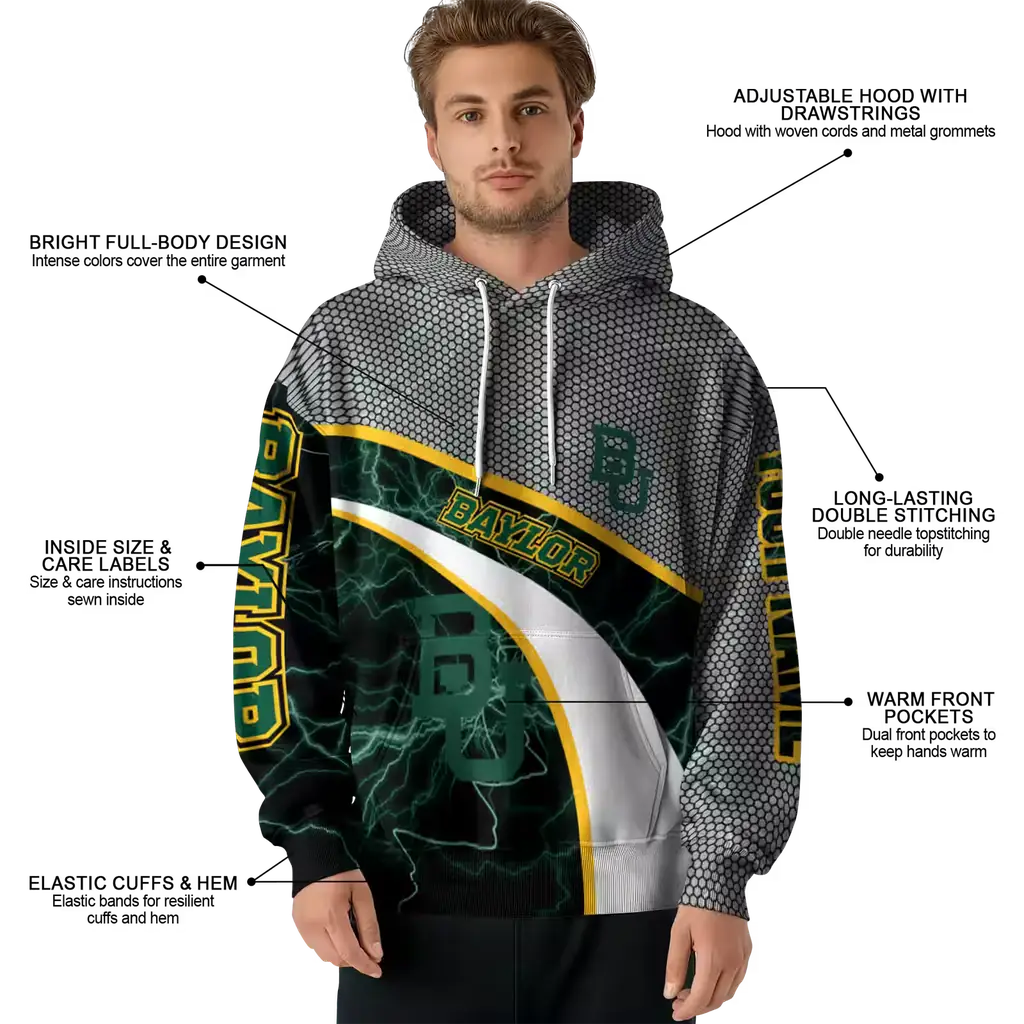 personalized baylor bears hexagonal mesh green black gray hoodie latest model personalized baylor bears hexagonal mesh green black gray hoodie latest model