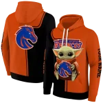 personalized boise state broncos baby yoda orange black hoodie best selling