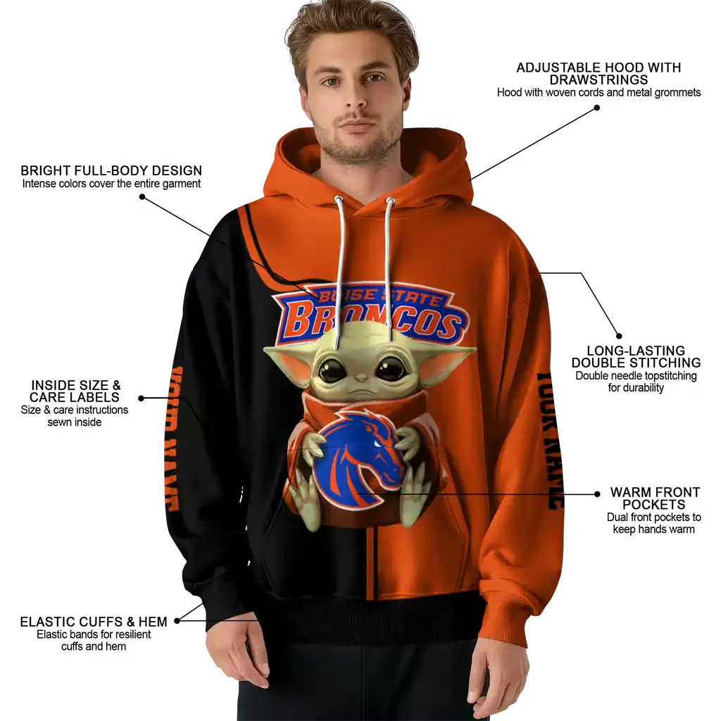 personalized boise state broncos baby yoda orange black hoodie latest model personalized boise state broncos baby yoda orange black hoodie latest model