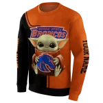 personalized boise state broncos baby yoda orange black hoodie best selling