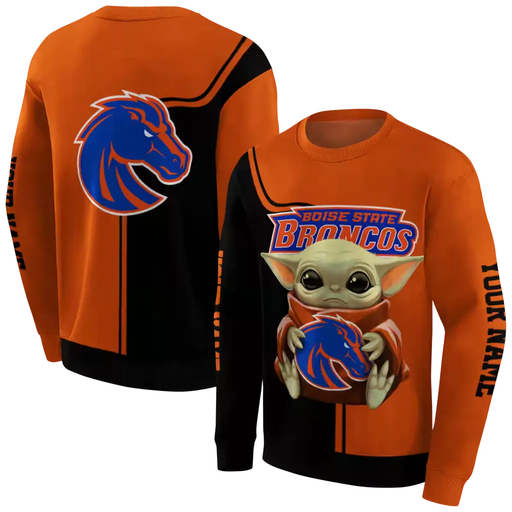 personalized boise state broncos baby yoda orange black hoodie premium grade personalized boise state broncos baby yoda orange black hoodie premium grade
