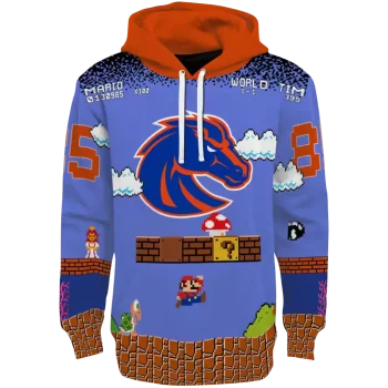 personalized boise state broncos mario blue black hoodie best selling