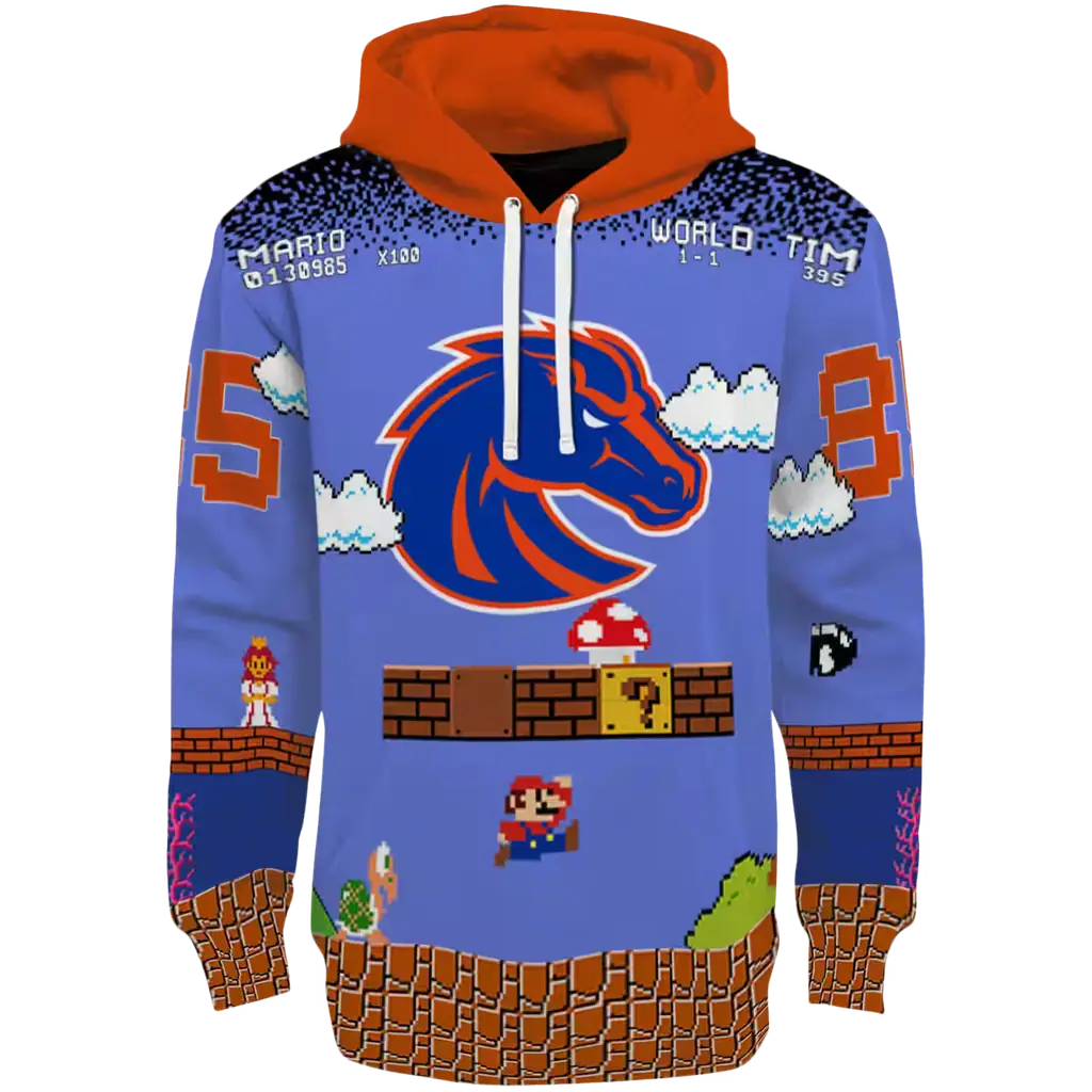 personalized boise state broncos mario blue black hoodie best selling personalized boise state broncos mario blue black hoodie best selling