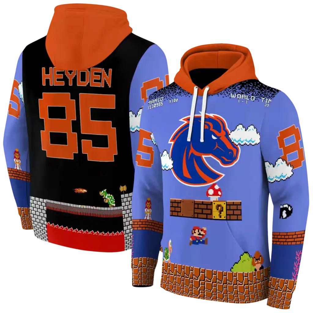 personalized boise state broncos mario blue black hoodie fashion forward personalized boise state broncos mario blue black hoodie fashion forward