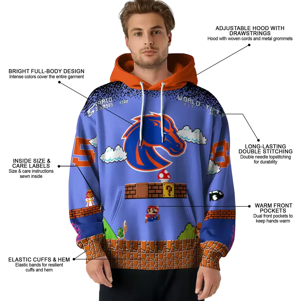 personalized boise state broncos mario blue black hoodie latest model personalized boise state broncos mario blue black hoodie latest model