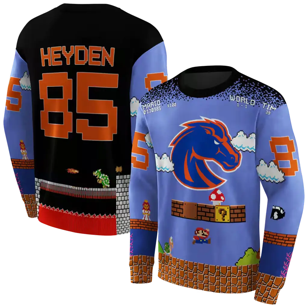 personalized boise state broncos mario blue black hoodie premium grade personalized boise state broncos mario blue black hoodie premium grade