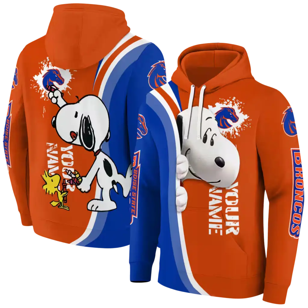 personalized boise state broncos peeking snoopy orange hoodie fashion forward personalized boise state broncos peeking snoopy orange hoodie fashion forward