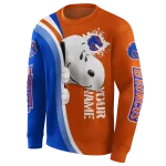personalized boise state broncos peeking snoopy orange hoodie best selling