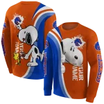 personalized boise state broncos peeking snoopy orange hoodie best selling