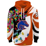 personalized boise state broncos puzzle pieces orange hoodie best selling