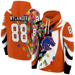 personalized boise state broncos puzzle pieces orange hoodie best selling