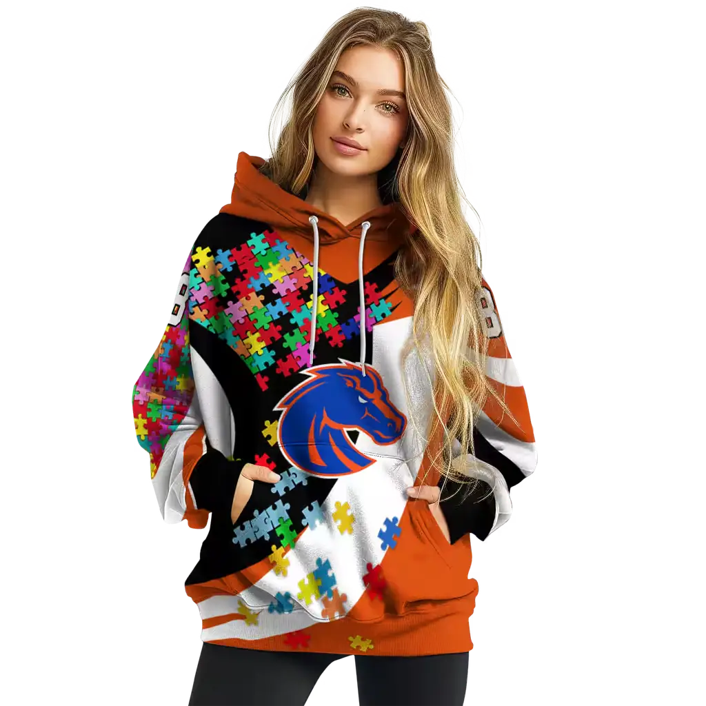 personalized boise state broncos puzzle pieces orange hoodie high quality personalized boise state broncos puzzle pieces orange hoodie high quality
