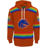 personalized boise state broncos rainbow stripes orange hoodie best selling
