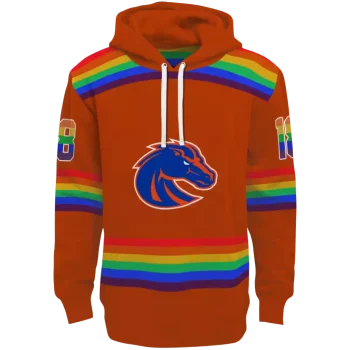 personalized boise state broncos rainbow stripes orange hoodie best selling