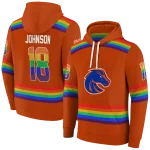 personalized boise state broncos rainbow stripes orange hoodie best selling