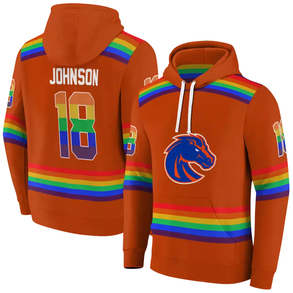 personalized boise state broncos rainbow stripes orange hoodie fashion forward personalized boise state broncos rainbow stripes orange hoodie fashion forward