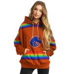 personalized boise state broncos rainbow stripes orange hoodie best selling