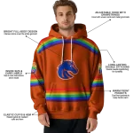 personalized boise state broncos rainbow stripes orange hoodie best selling