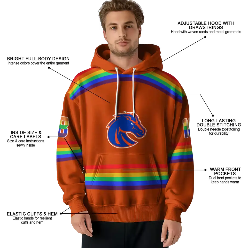 personalized boise state broncos rainbow stripes orange hoodie latest model personalized boise state broncos rainbow stripes orange hoodie latest model
