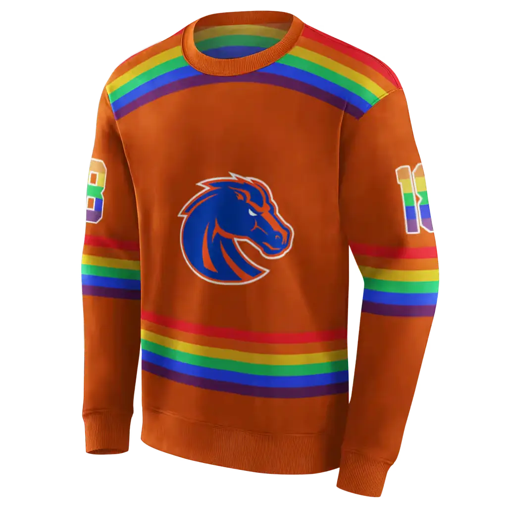 personalized boise state broncos rainbow stripes orange hoodie new arrival personalized boise state broncos rainbow stripes orange hoodie new arrival