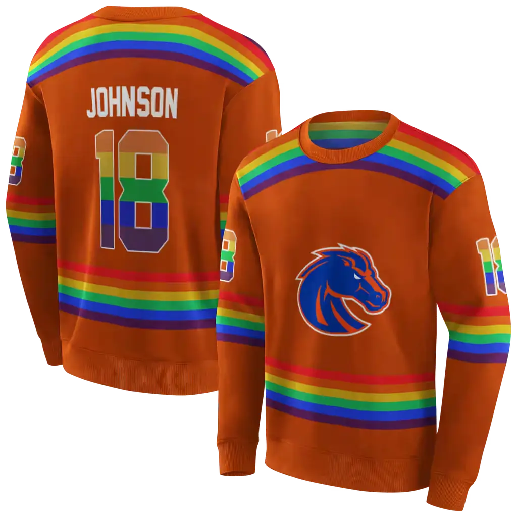 personalized boise state broncos rainbow stripes orange hoodie premium grade personalized boise state broncos rainbow stripes orange hoodie premium grade
