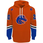 personalized boise state broncos striped sleeves orange hoodie best selling