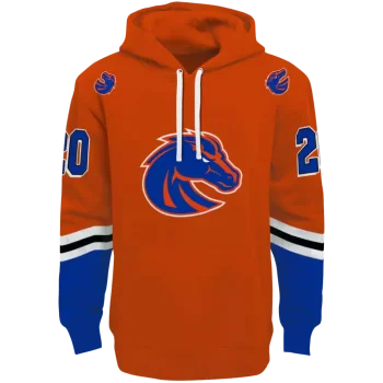personalized boise state broncos striped sleeves orange hoodie best selling