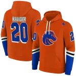 personalized boise state broncos striped sleeves orange hoodie best selling