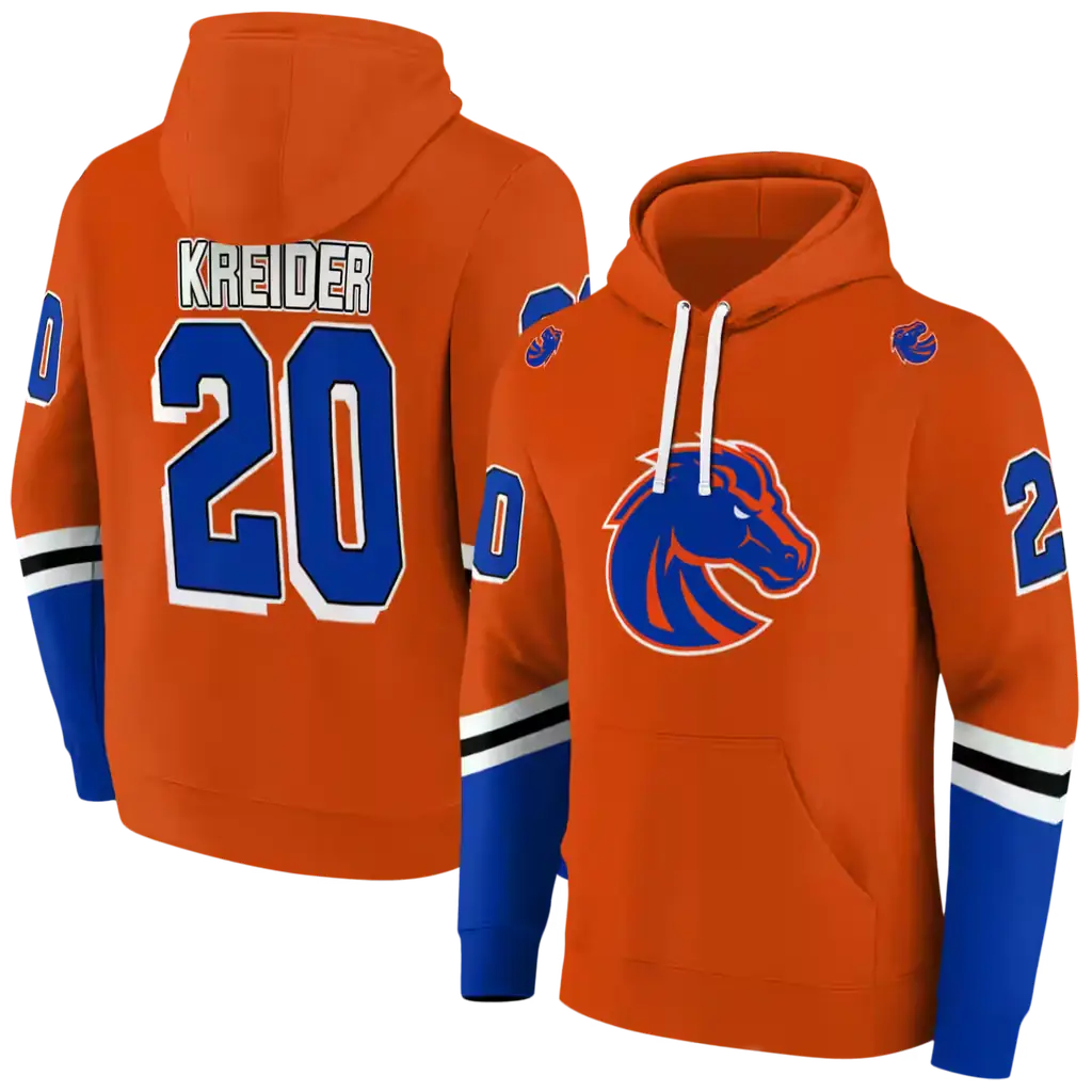 personalized boise state broncos striped sleeves orange hoodie fashion forward personalized boise state broncos striped sleeves orange hoodie fashion forward