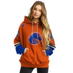 personalized boise state broncos striped sleeves orange hoodie best selling