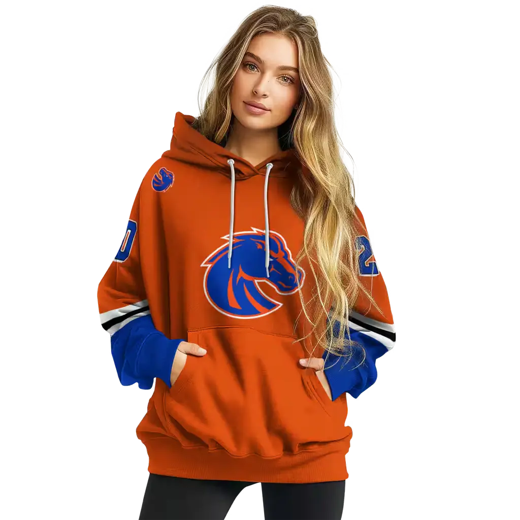 personalized boise state broncos striped sleeves orange hoodie high quality personalized boise state broncos striped sleeves orange hoodie high quality