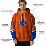personalized boise state broncos striped sleeves orange hoodie best selling